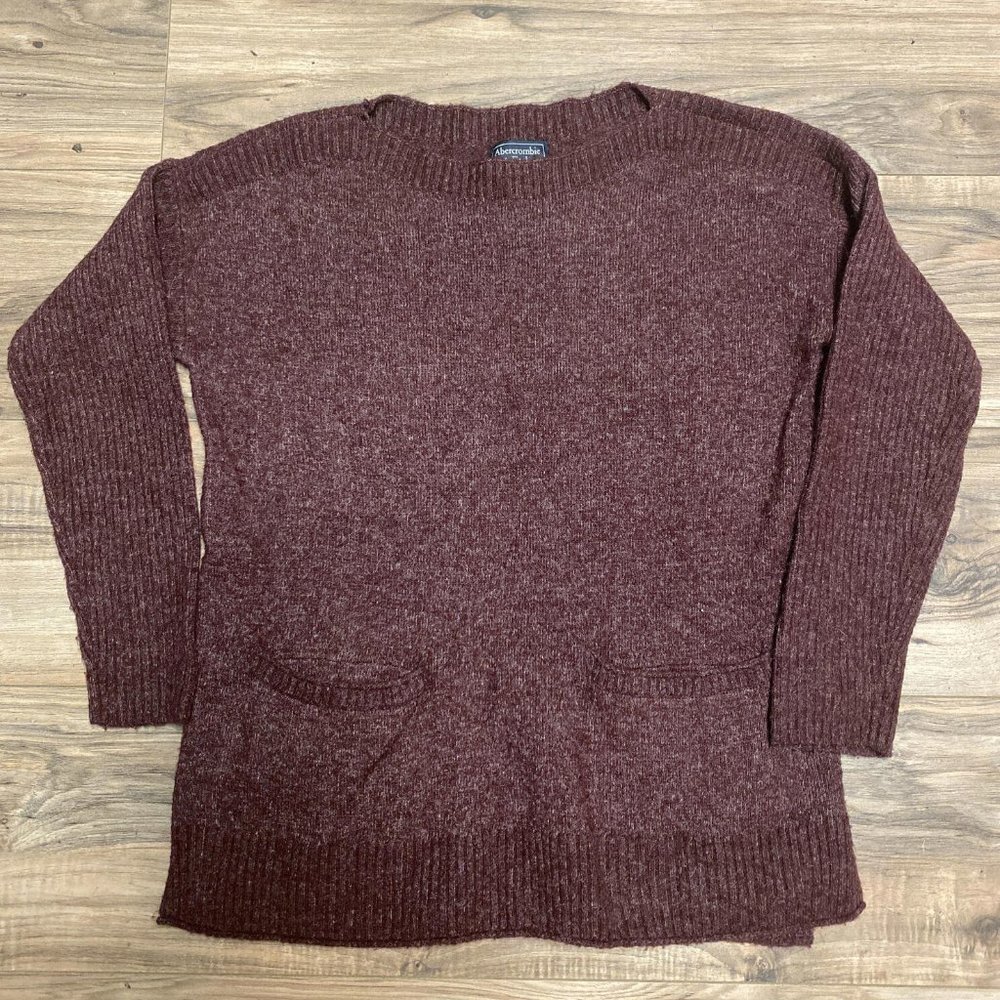 Abercrombie Fitch Pullover Sweater Womens X-Small XS Burgundy Front Pockets